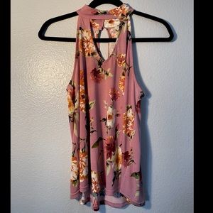 Pink Floral Sweet Islander Sleeveless Blouse